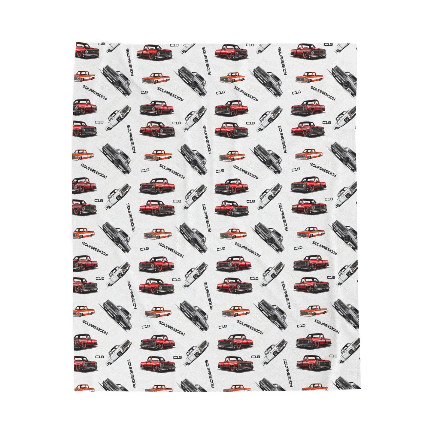 Velveteen Plush Blanket, Chevy Square Body Truck Enthusiast Gift, Adult Kid Baby Blanket, 70s 80s Retro Throw, Unique C10 Gift, Square Body