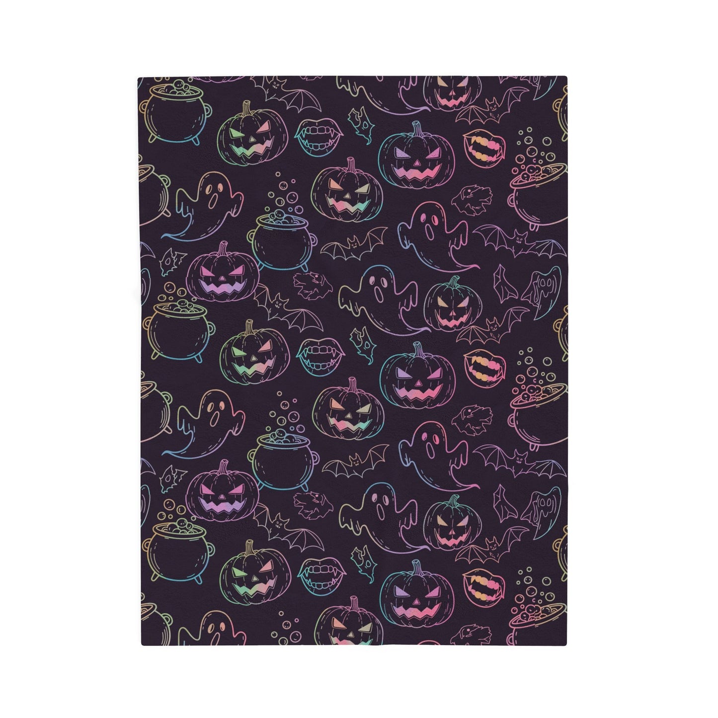 Halloween Ghosts & Pumpkins Plush Blanket - Cozy Fall Decor, Halloween Gift, Soft Throw Blanket, Seasonal Home Accessory, Scary Movie Night