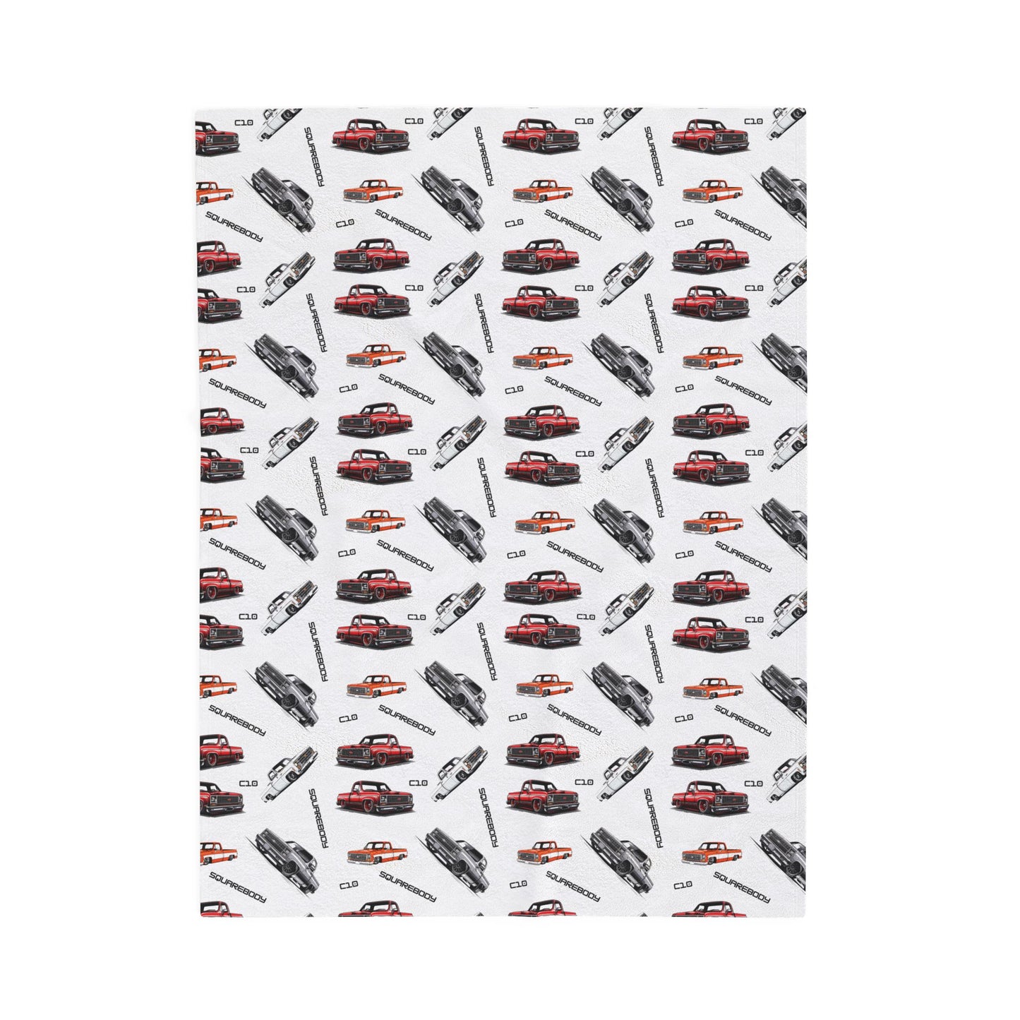 Velveteen Plush Blanket, Chevy Square Body Truck Enthusiast Gift, Adult Kid Baby Blanket, 70s 80s Retro Throw, Unique C10 Gift, Square Body