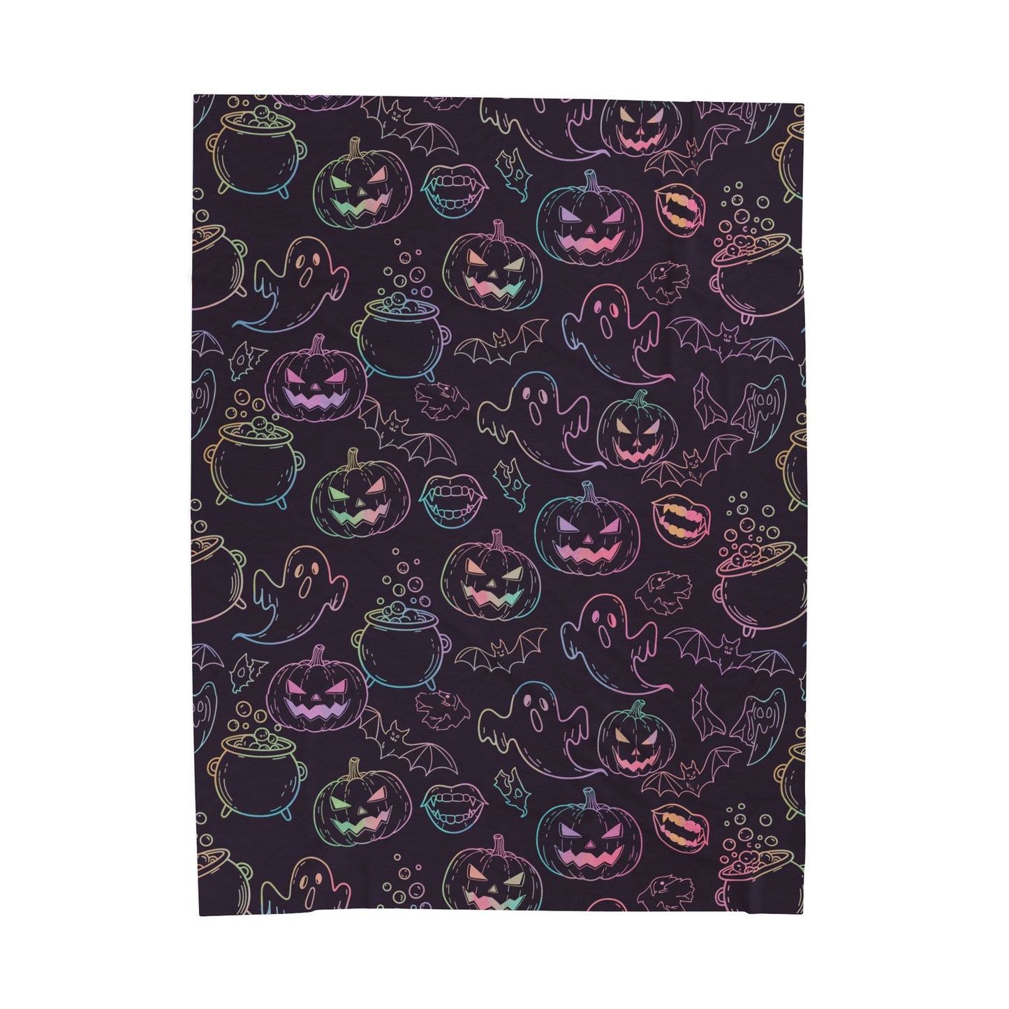 Halloween Ghosts & Pumpkins Plush Blanket - Cozy Fall Decor, Halloween Gift, Soft Throw Blanket, Seasonal Home Accessory, Scary Movie Night