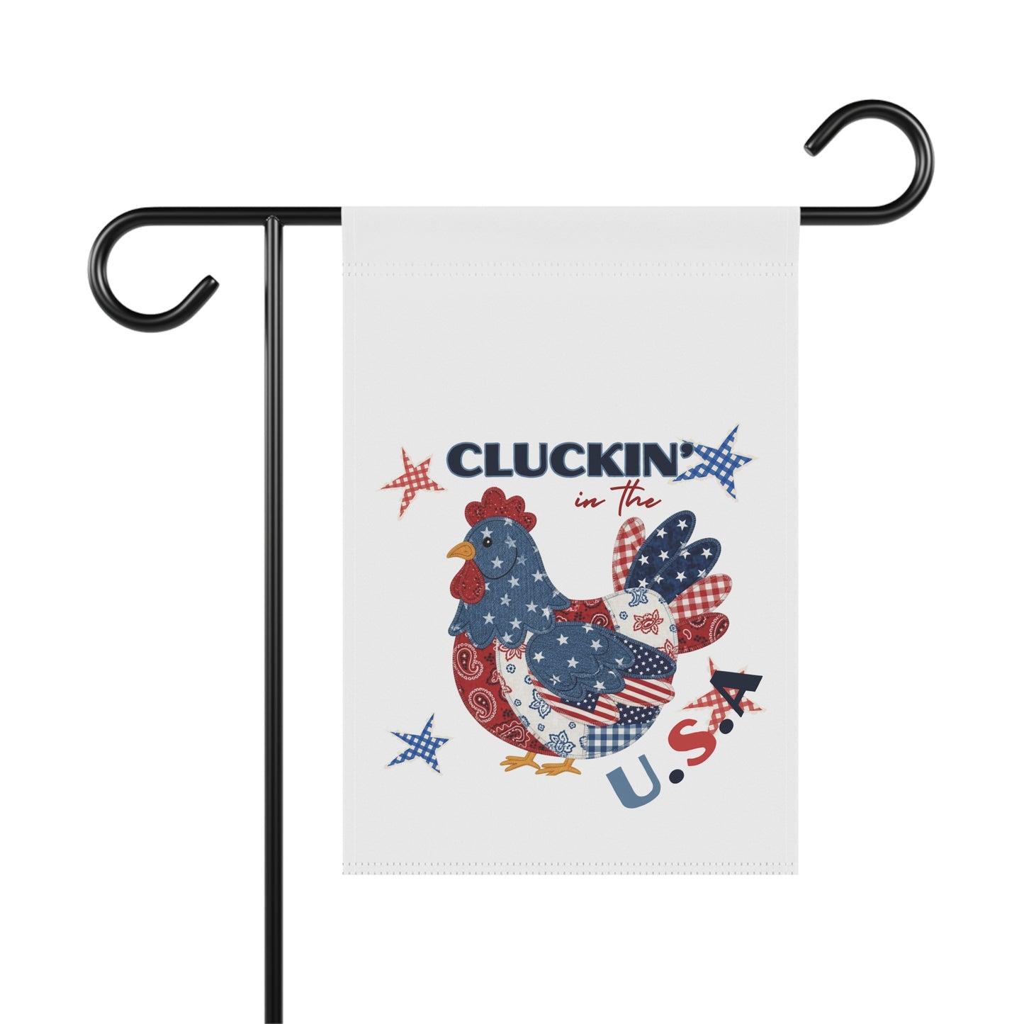 Patriotic Patchwork Chicken Garden Flag | Yard Banner, USA Stars & Stripes