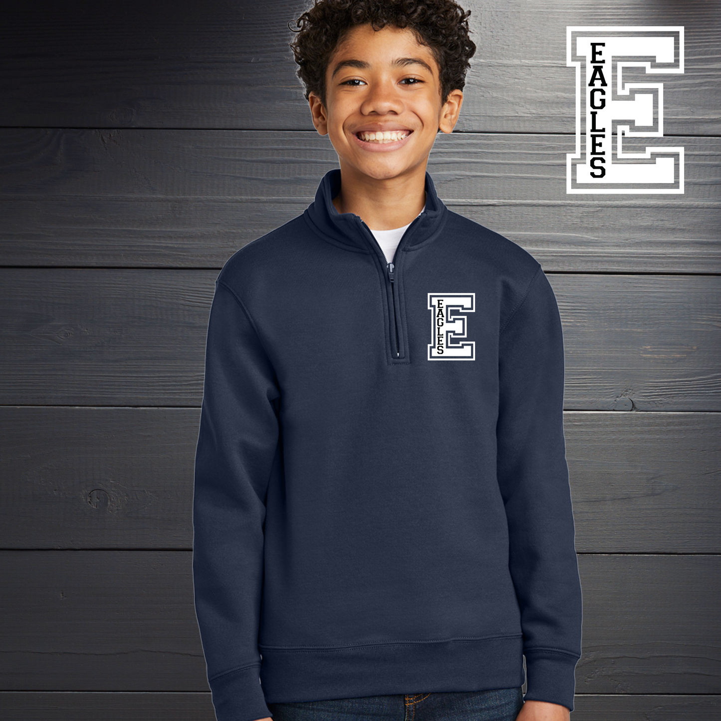 Youth Big E Eagles Unisex 1/4 Zip Sweater