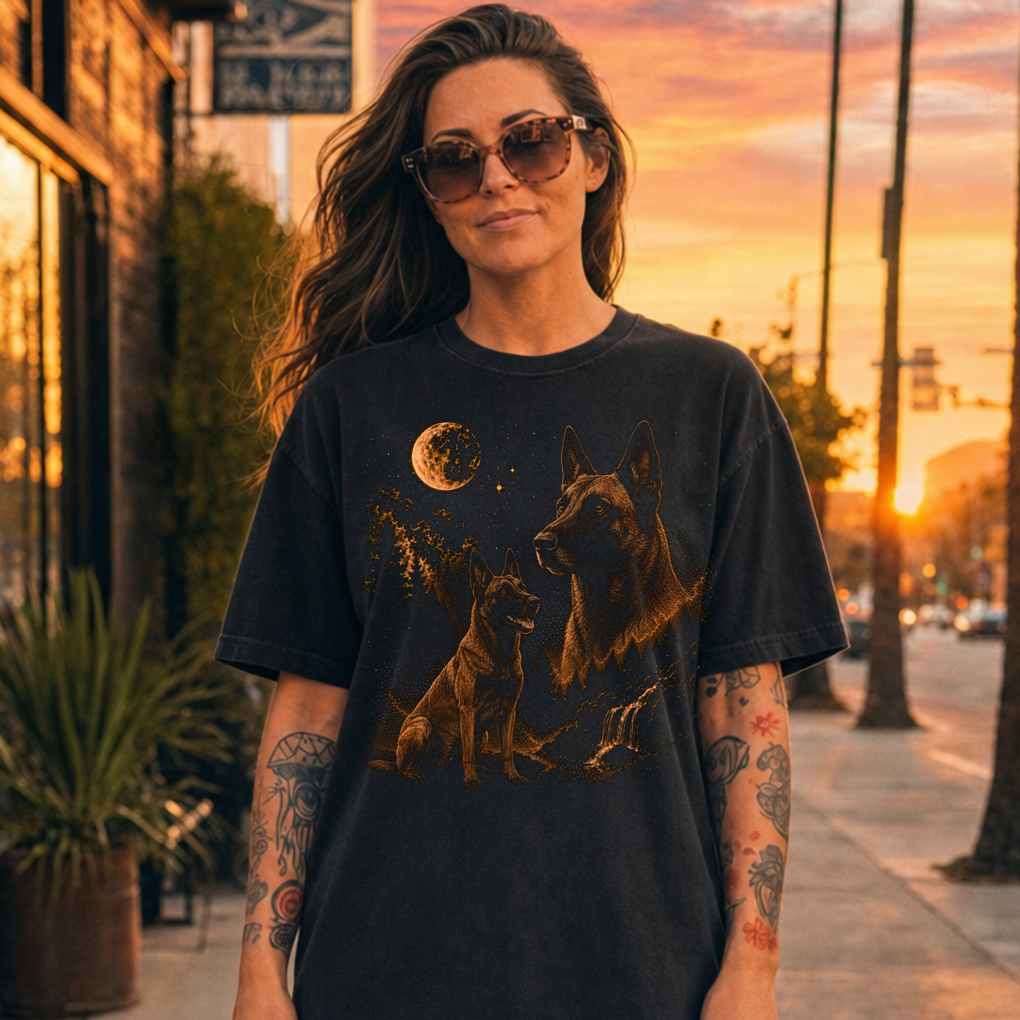 Vintage Belgian Malinois Moon Tee