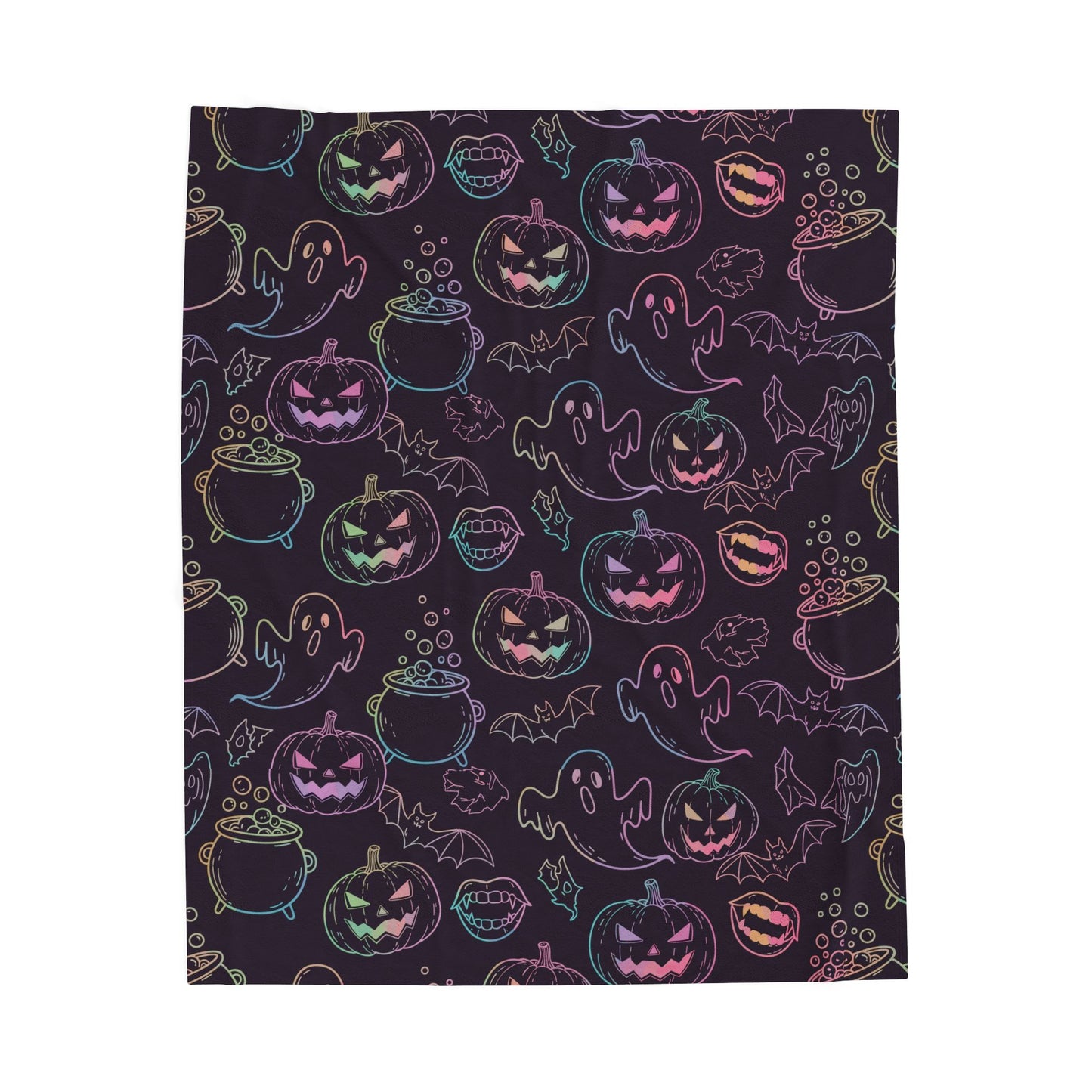 Halloween Ghosts & Pumpkins Plush Blanket - Cozy Fall Decor, Halloween Gift, Soft Throw Blanket, Seasonal Home Accessory, Scary Movie Night