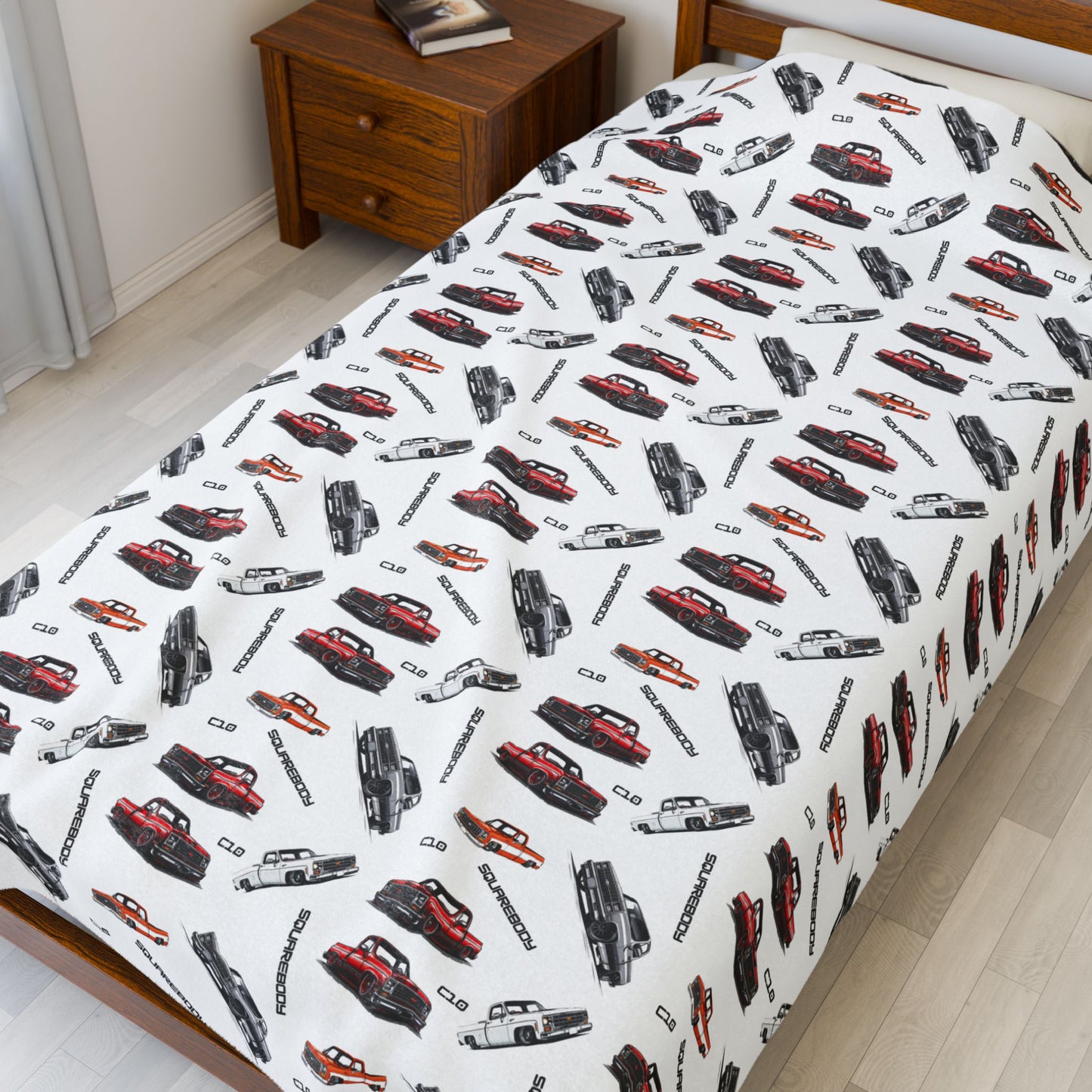 Velveteen Plush Blanket, Chevy Square Body Truck Enthusiast Gift, Adult Kid Baby Blanket, 70s 80s Retro Throw, Unique C10 Gift, Square Body