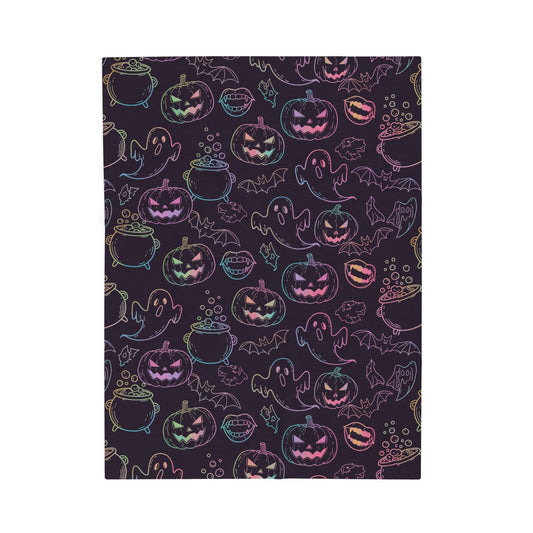 Halloween Ghosts & Pumpkins Plush Blanket - Cozy Fall Decor, Halloween Gift, Soft Throw Blanket, Seasonal Home Accessory, Scary Movie Night