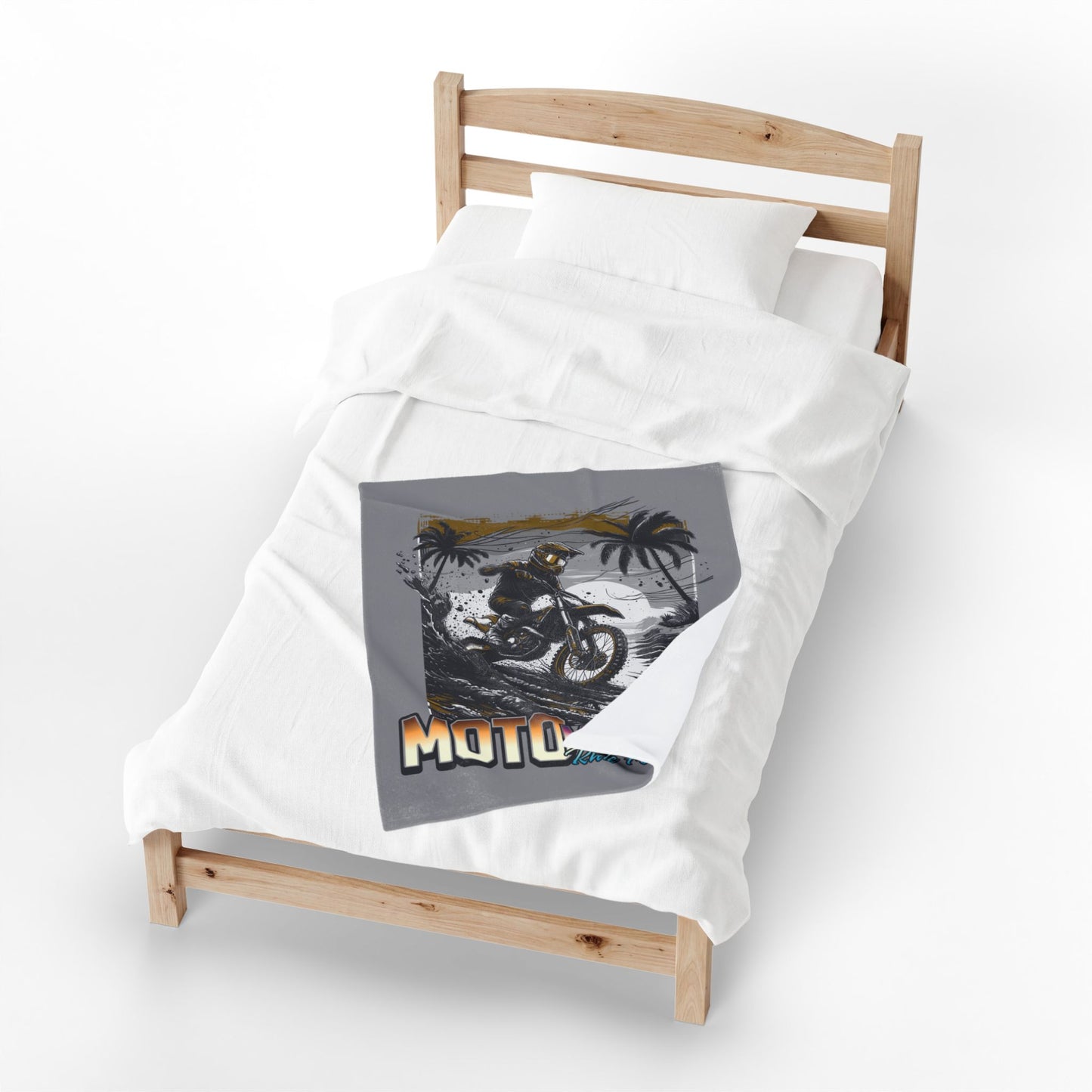 Moto Mayhem Dirt Bike Velveteen Blanket | Motocross Rider, Palm Trees