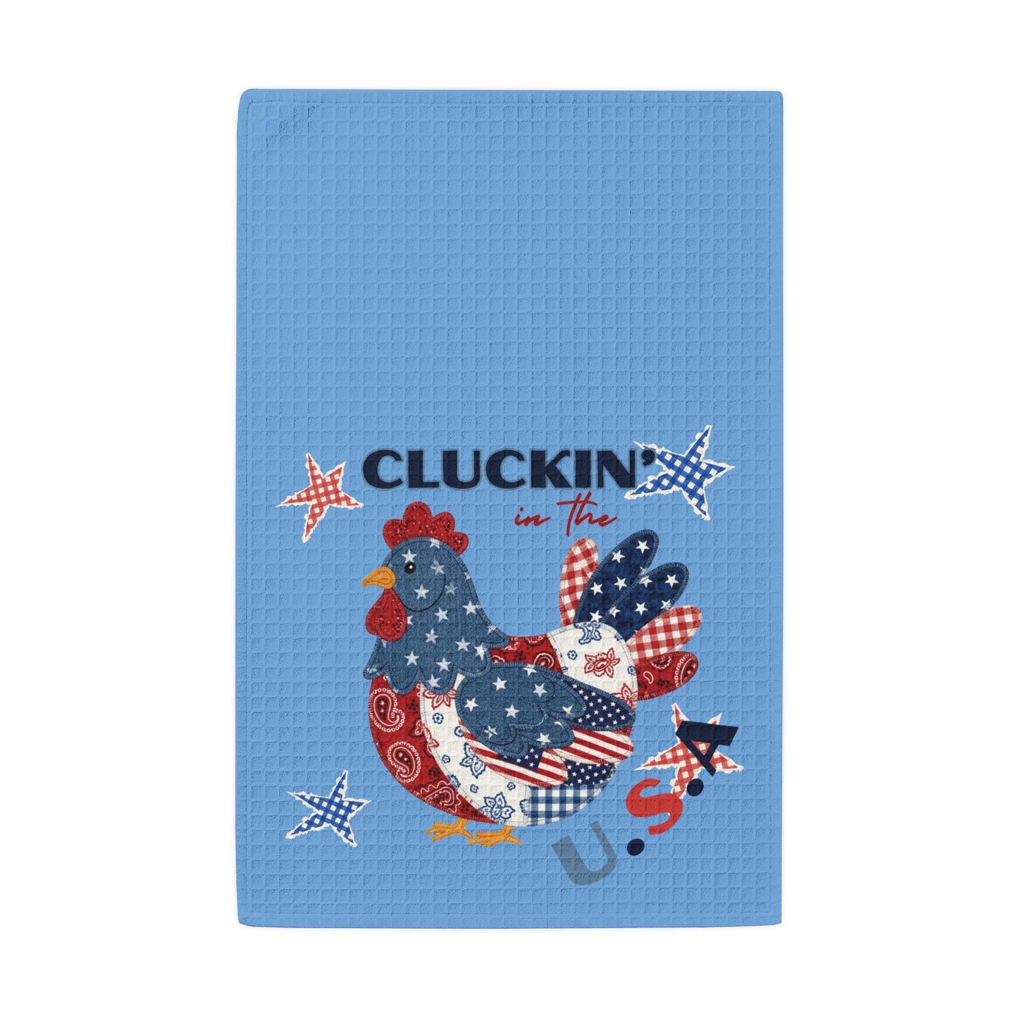 Patriotic Patchwork Chicken Waffle Weave Kitchen Hand Towel