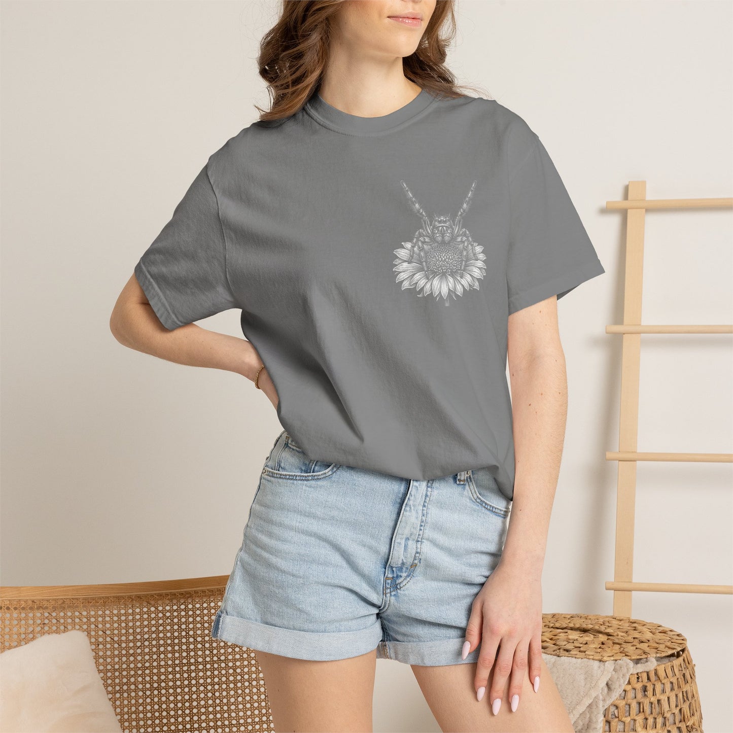 Jumping Spider Shirt, Vintage Spider Graphic Tee, Floral Arachnid T-Shirt