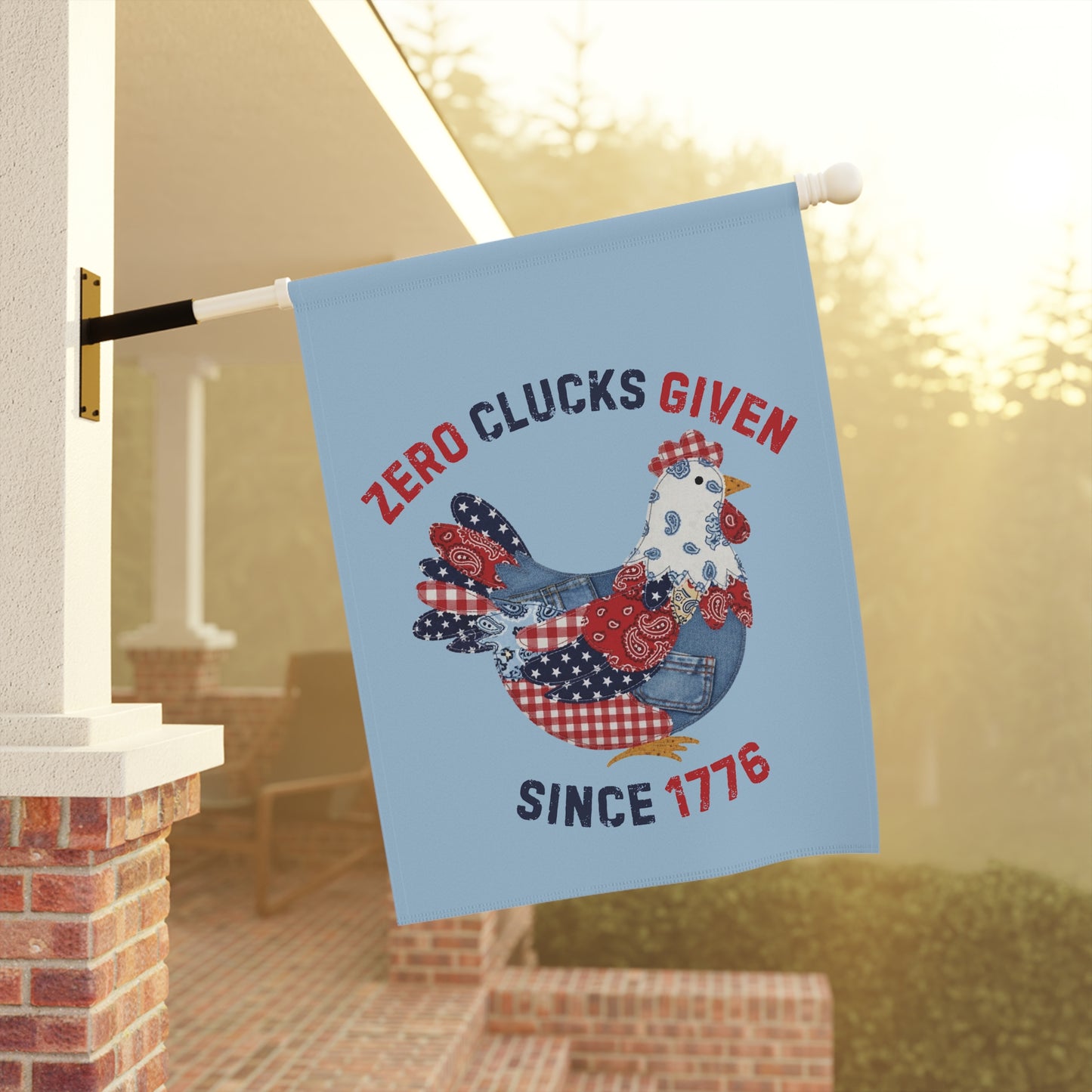 Patriotic Patchwork Hen Garden & House Banner | Garden Flag