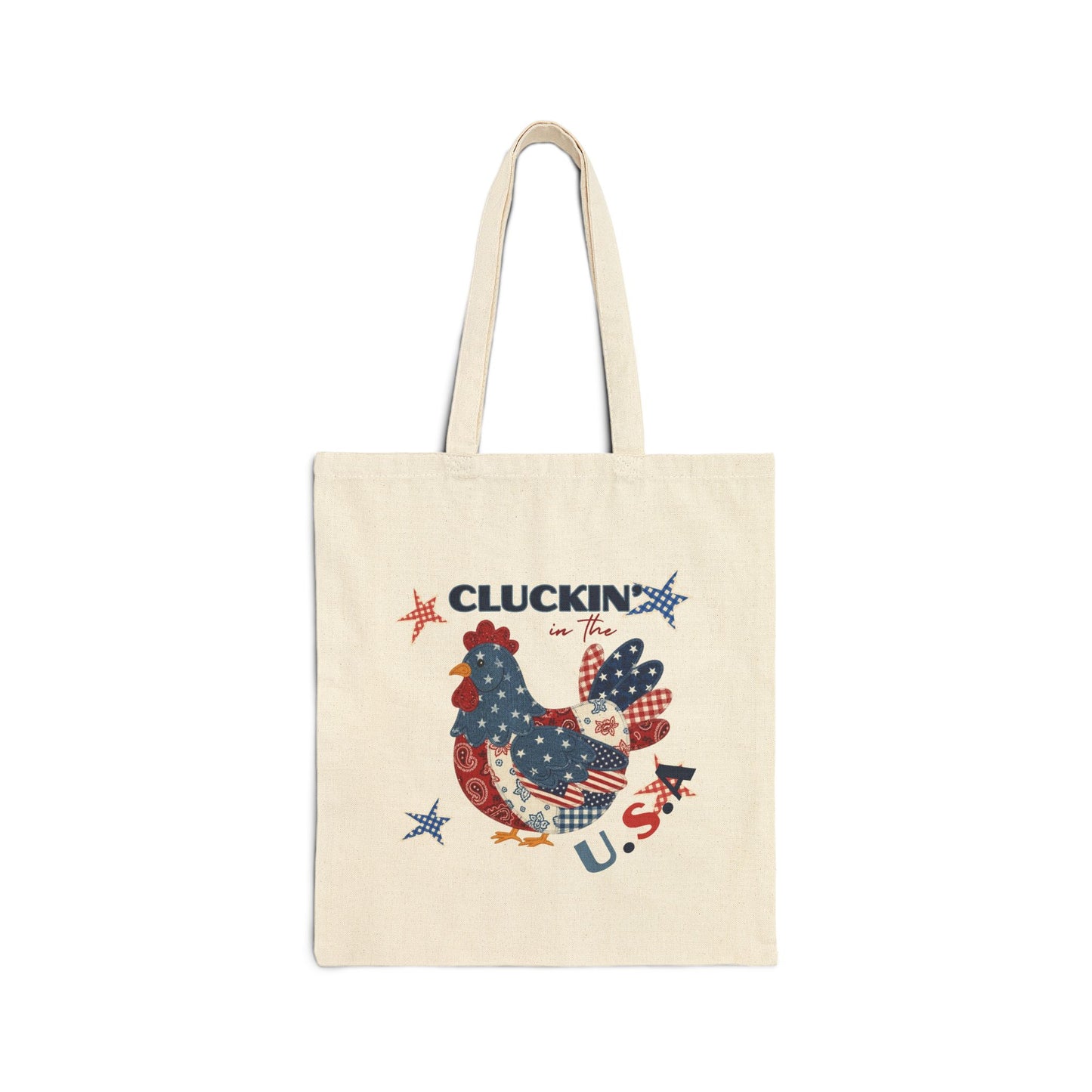 Patriotic Patchwork Chicken Tote or Gift Bag | USA Chicken Americana Stars Stripes