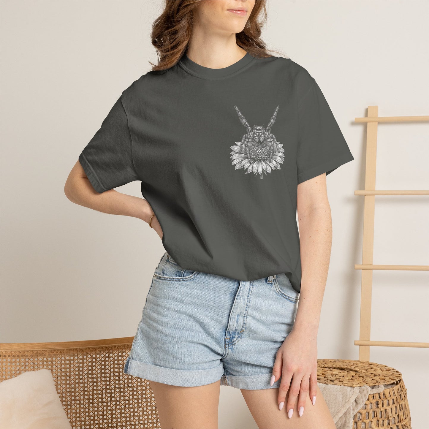 Jumping Spider Shirt, Vintage Spider Graphic Tee, Floral Arachnid T-Shirt