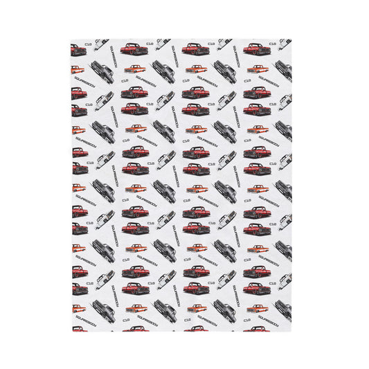 Velveteen Plush Blanket, Chevy Square Body Truck Enthusiast Gift, Adult Kid Baby Blanket, 70s 80s Retro Throw, Unique C10 Gift, Square Body