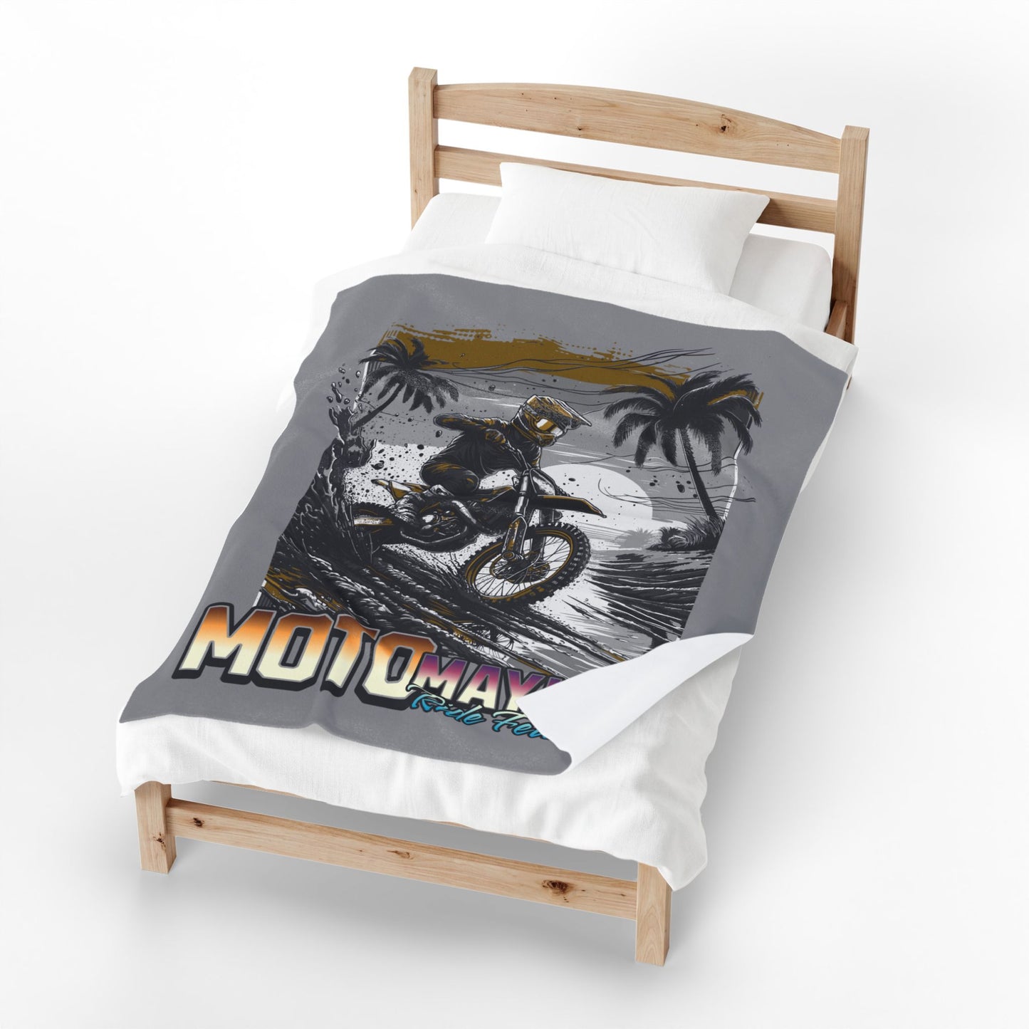 Moto Mayhem Dirt Bike Velveteen Blanket | Motocross Rider, Palm Trees