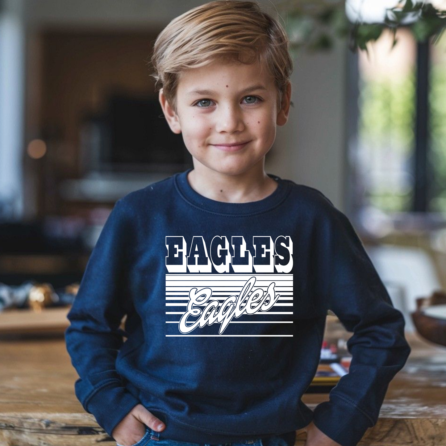 Youth Eagles Retro Lines Unisex Crewneck