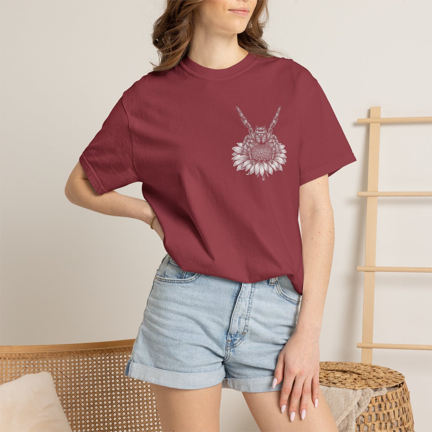 Jumping Spider Shirt, Vintage Spider Graphic Tee, Floral Arachnid T-Shirt