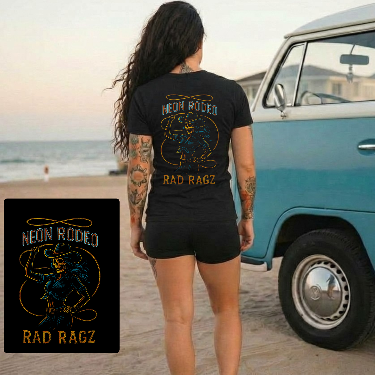 Rad Ragz Neon Rodeo Skull Cowgirl Unisex Tee