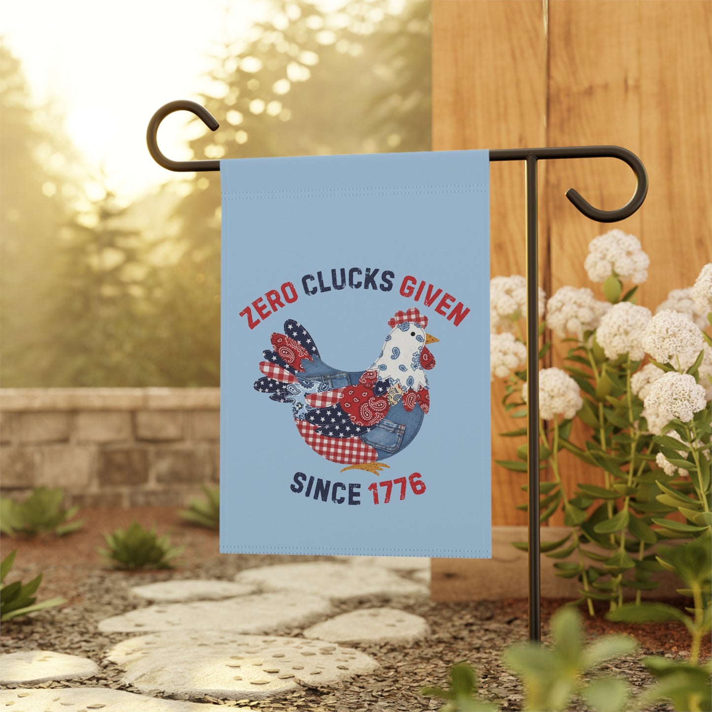 Patriotic Patchwork Hen Garden & House Banner | Garden Flag