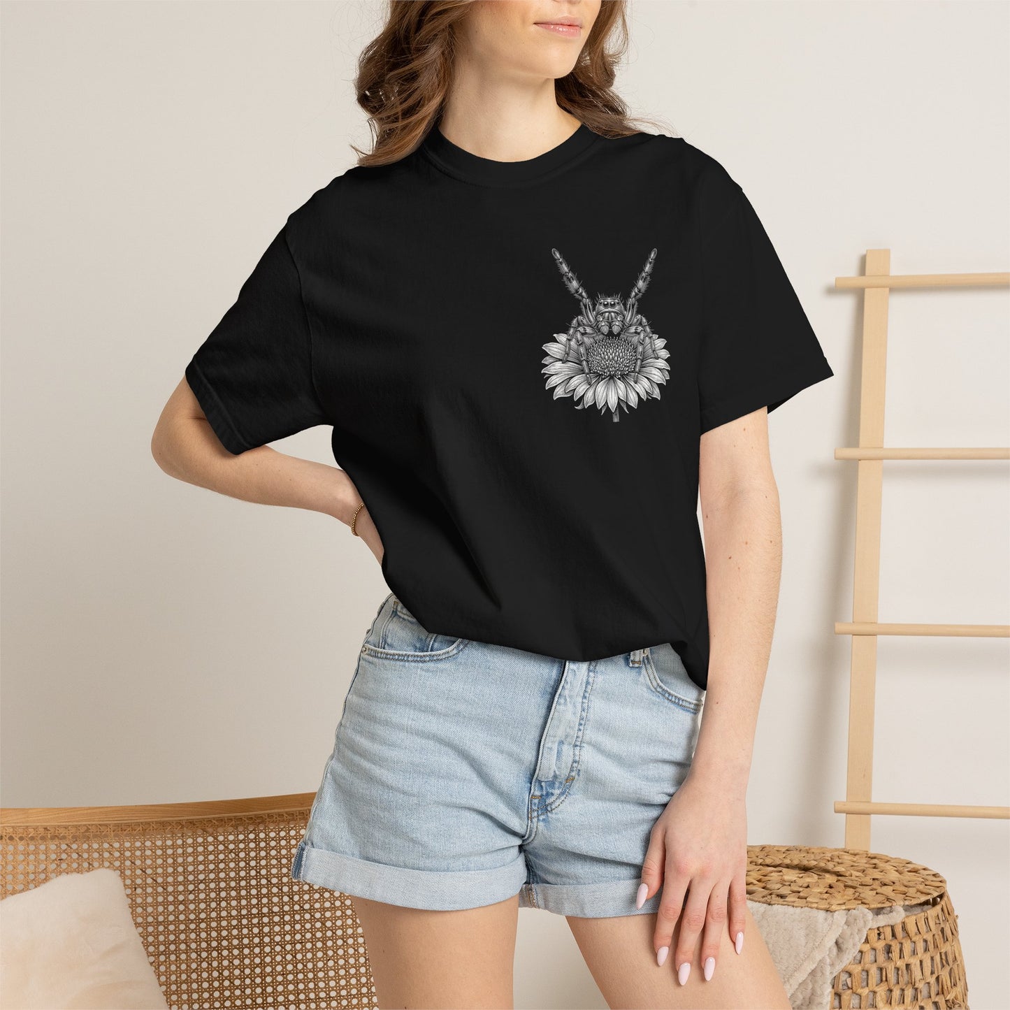 Jumping Spider Shirt, Vintage Spider Graphic Tee, Floral Arachnid T-Shirt