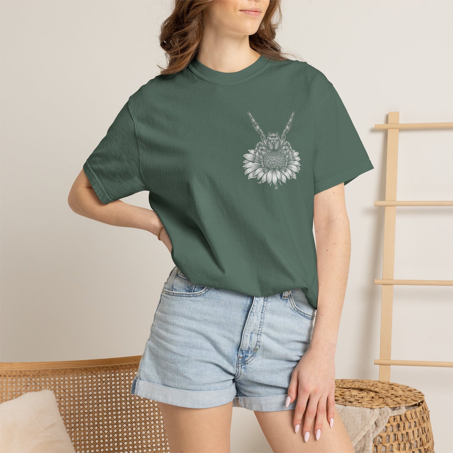 Jumping Spider Shirt, Vintage Spider Graphic Tee, Floral Arachnid T-Shirt