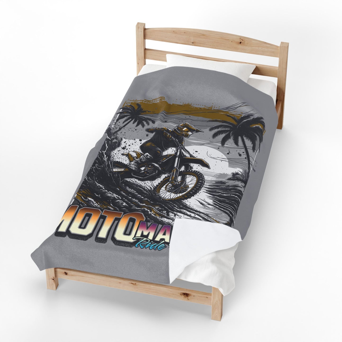 Moto Mayhem Dirt Bike Velveteen Blanket | Motocross Rider, Palm Trees