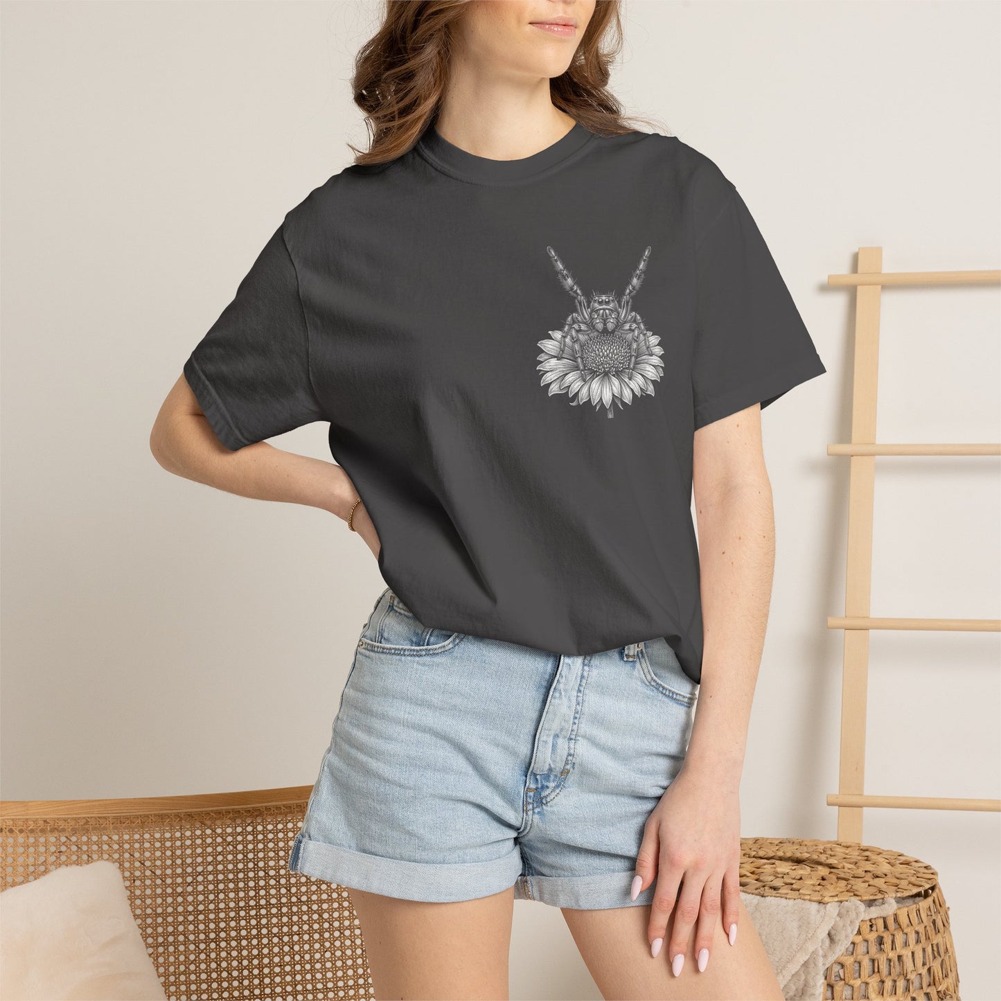 Jumping Spider Shirt, Vintage Spider Graphic Tee, Floral Arachnid T-Shirt