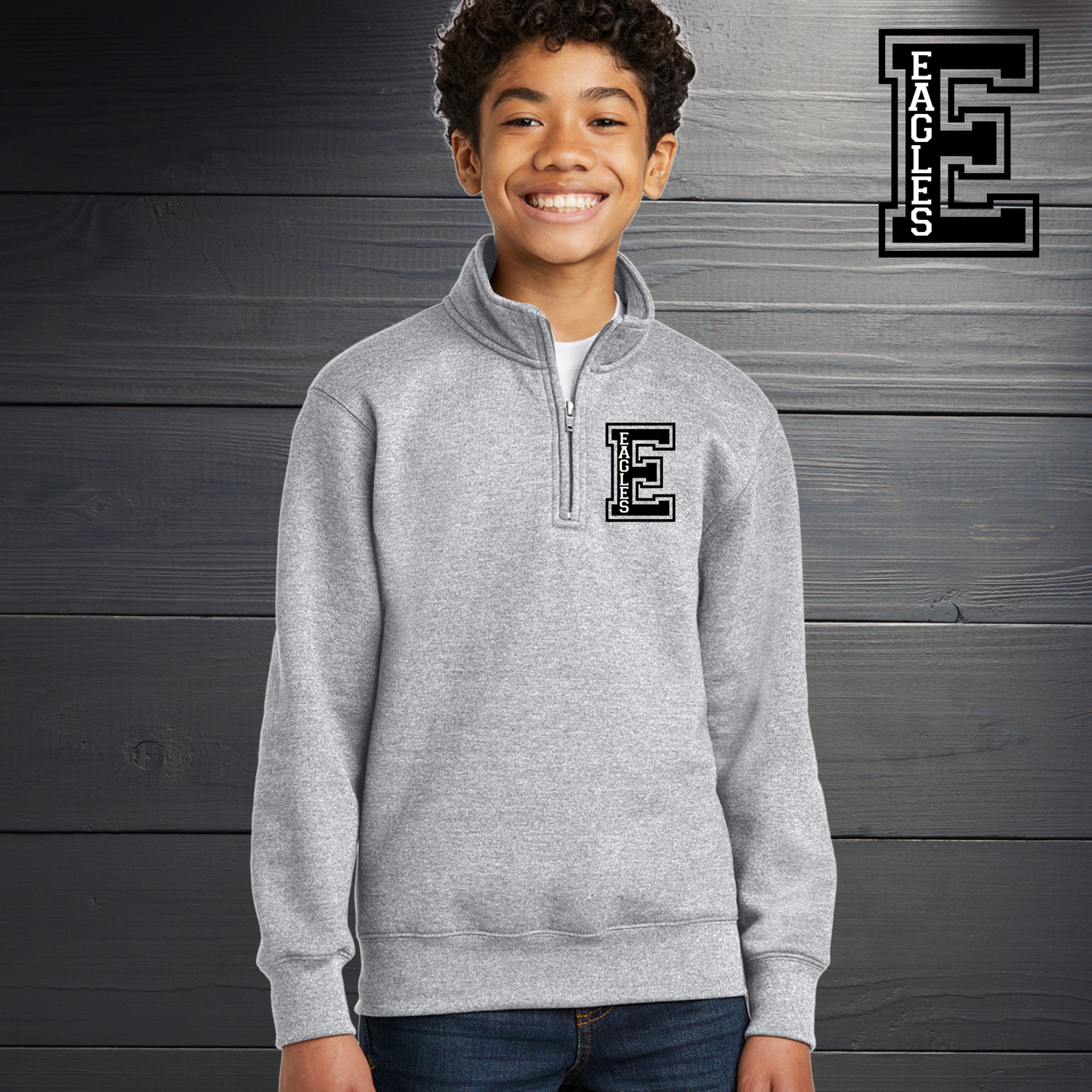Youth Big E Eagles Unisex 1/4 Zip Sweater