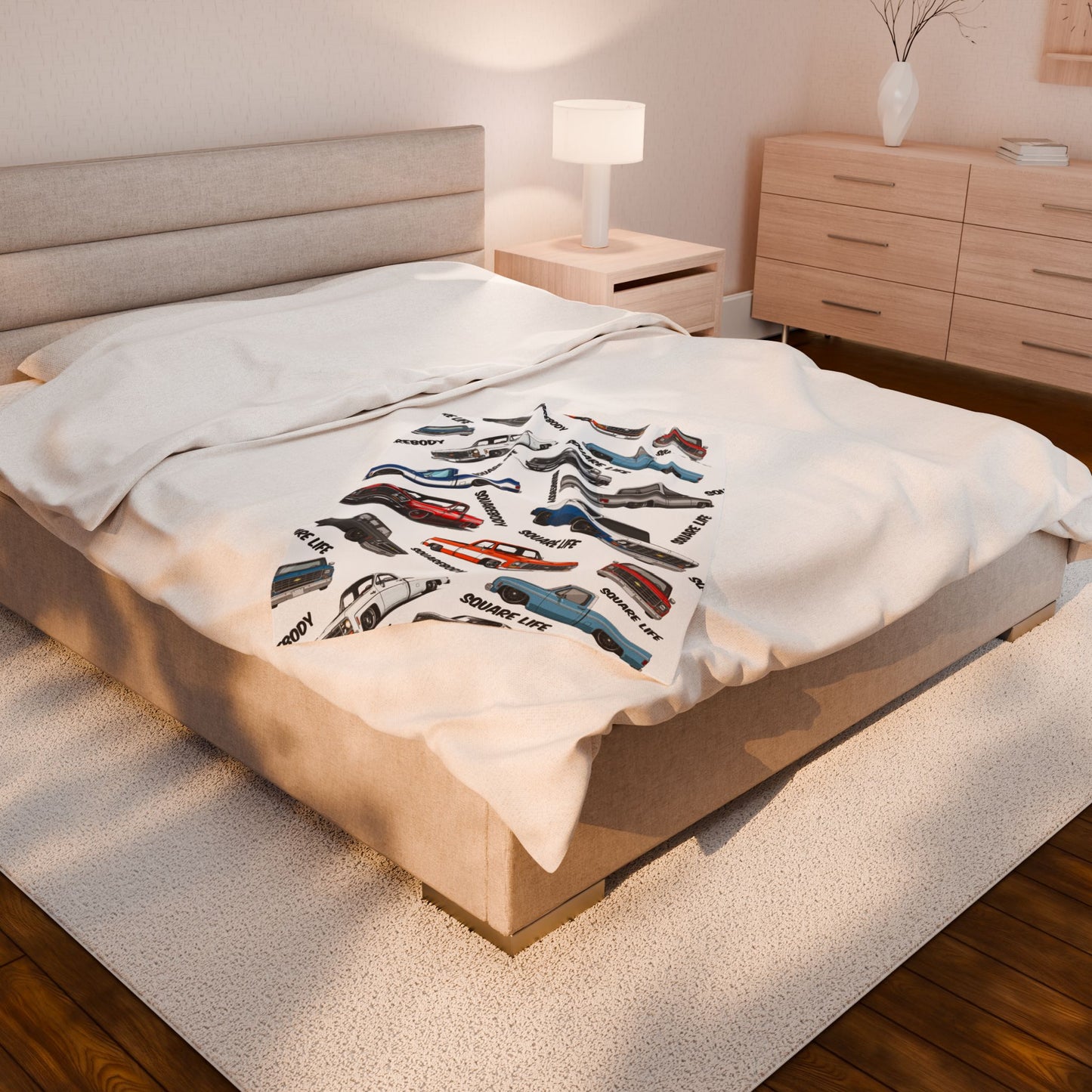 Velveteen Plush Blanket, Squarebody Pattern Blanket Gift for Kids Adults, Cozy Throw, Soft Bedding, Bedroom Decor, Home Accent, Warm