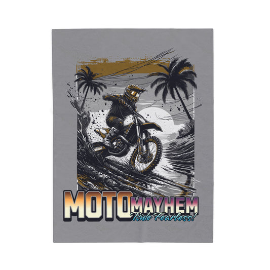 Moto Mayhem Dirt Bike Velveteen Blanket | Motocross Rider, Palm Trees