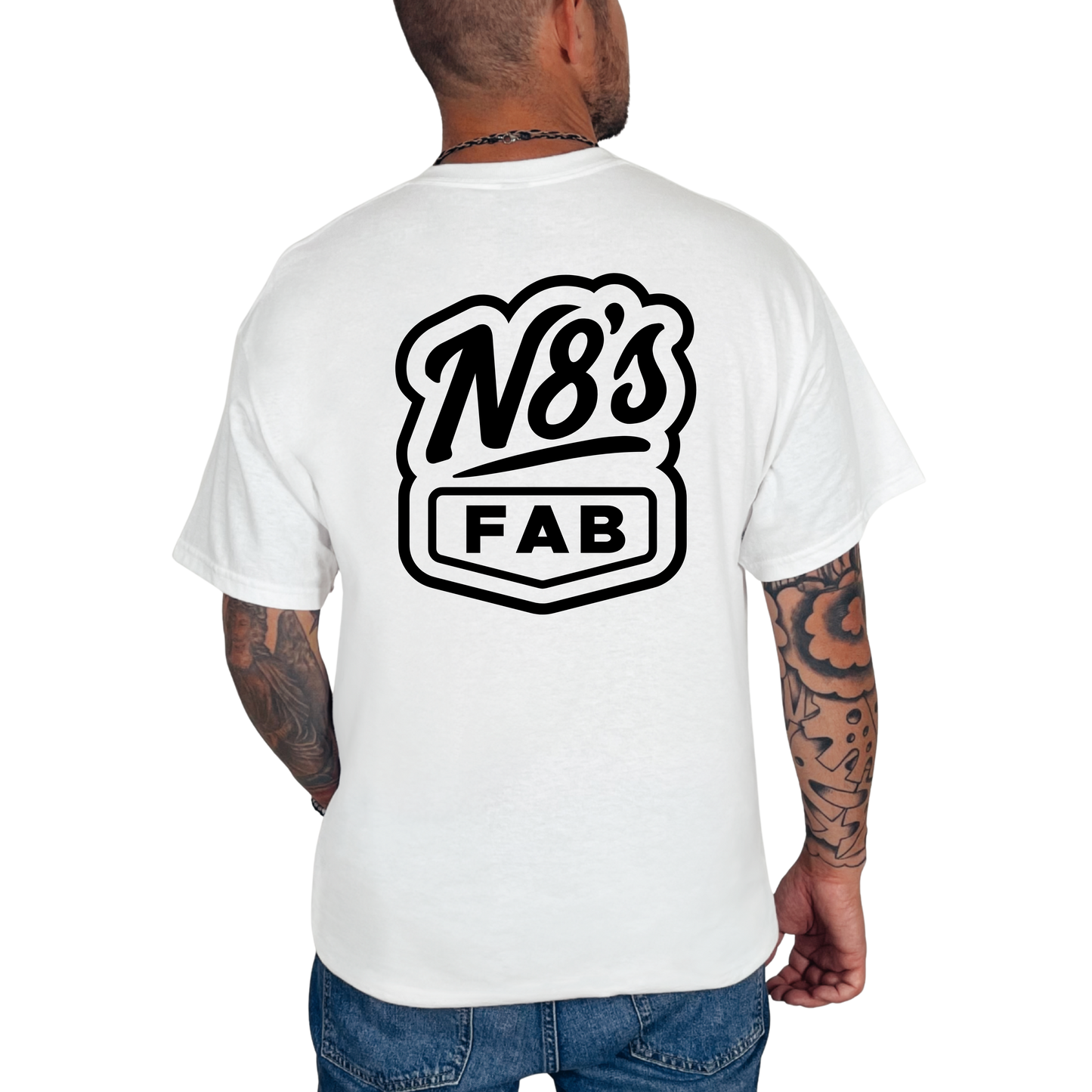 N8’S Fab Logo Tee WHT/BLK
