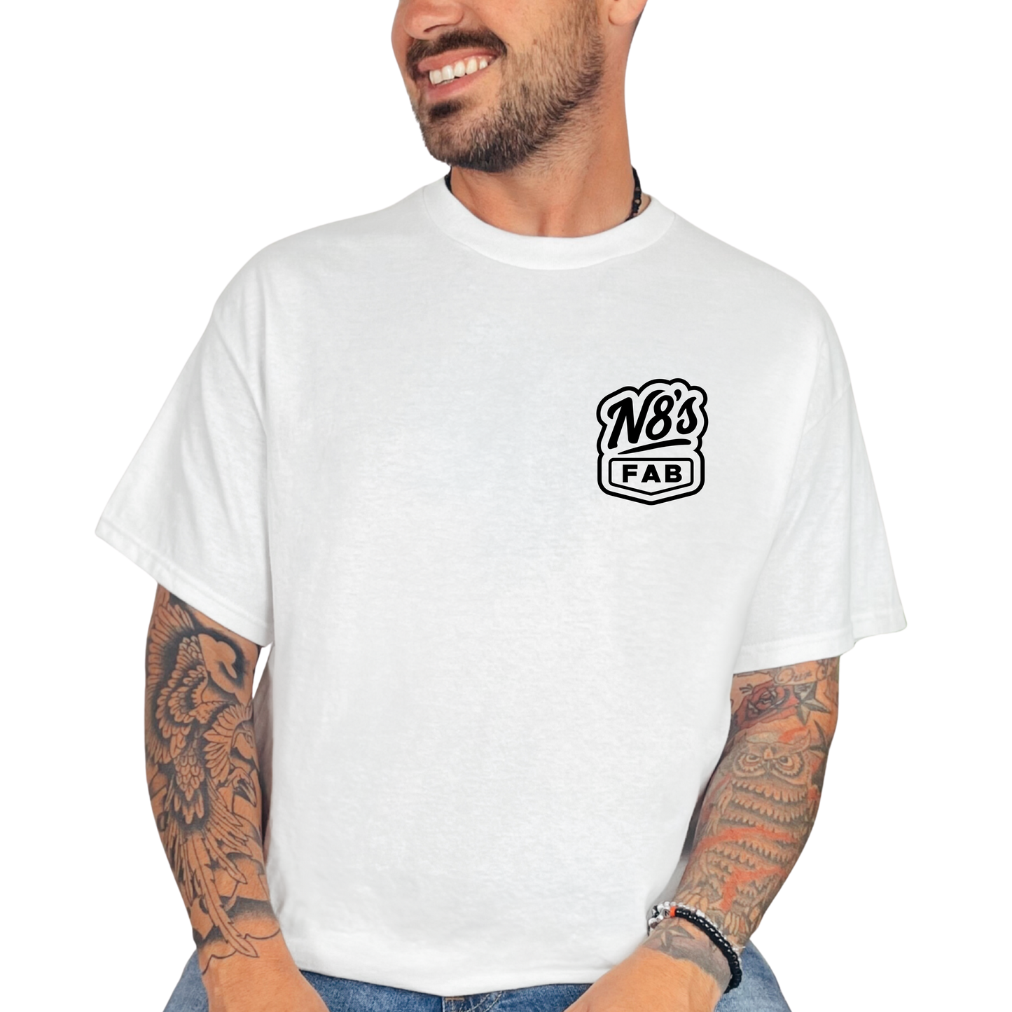 N8’S Fab Logo Tee WHT/BLK